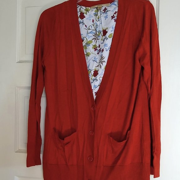 Motto Rust Color Fine Gauge Boyfriend Cardigan w/ Printed Lining  Size M - Picture 1 of 5